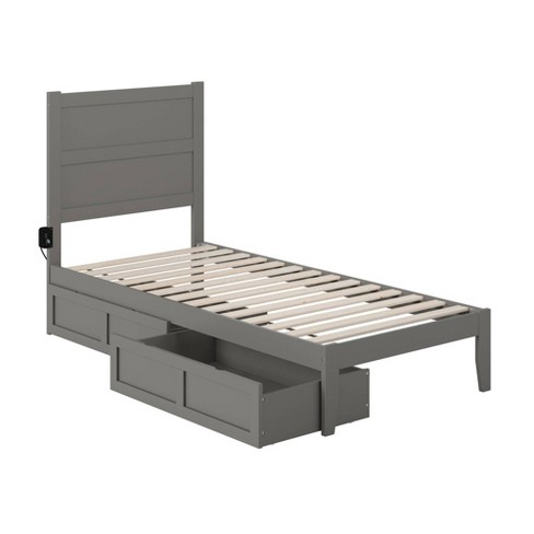 Twin Xl Noho Bed With 2 Drawers Gray, Standard Twin Xl Bed Frame