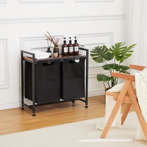 Laundry Sorter 2/3/4 Section, Laundry Hamper with Wheels, Pull-Out and Removable Oxford Fabric Bags, Dirty Clothes Hamper for Laundry Room, Black - 1 of 4
