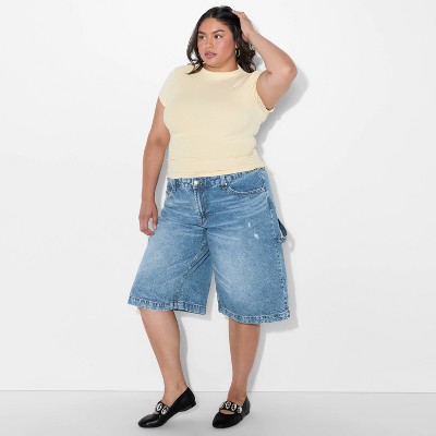 Women's Low-Rise Denim Skater Shorts - Wild Fable™