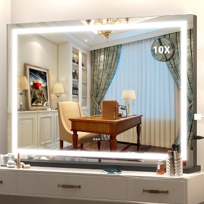 Vanity Mirror with Lights, LED Makeup Mirror with Dimmable 3 Color Modes, Touch Screen Control, Square White Design