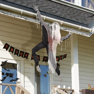 Garvee Halloween Climbing Zombies Wall Decoration, Life Size Climbing Dead Zombie with Knife on Head Decoration - 1 of 4