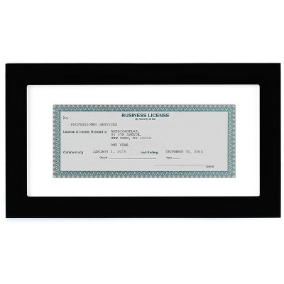 Americanflat 5x10 Business License Frame with Shatter-Resistant Glass - Use as 3.5x8 Frame with Mat or 5x10 Frame Without Mat - Black