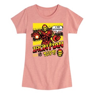Girls' - Marvel - Iron Man 8 Bit Pixelated Fitted Short Sleeve Graphic T-Shirt - 1 of 4