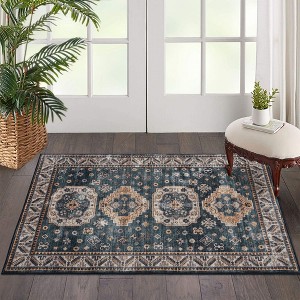 Vintage Distressed Boho Area Rug Machine Washable Rug - 1 of 4