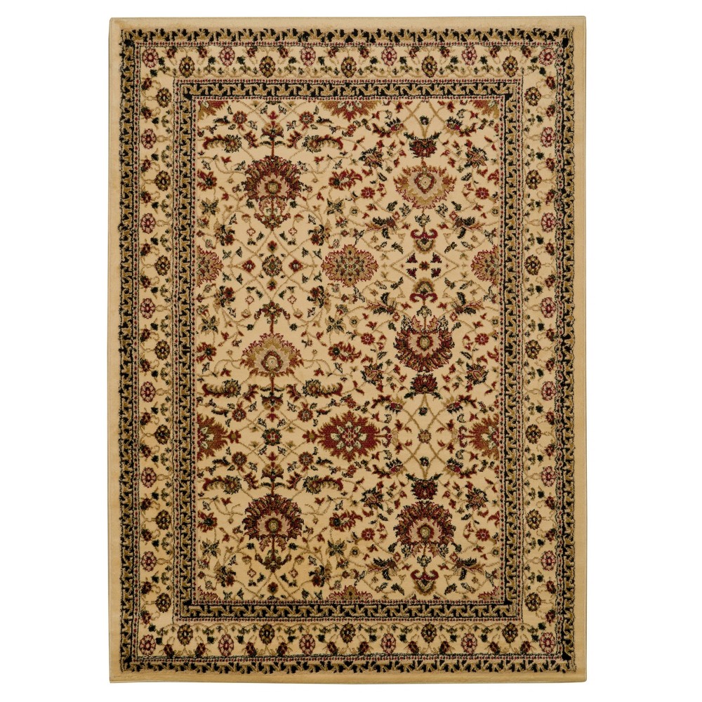 5'x7' Elegance Zeigler Rug Off White - Linon: Traditional Floral Area Rug, Low Pile, Indoor Use, Machine Made
