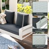 ELJGET 2-Person Hanging Porch Swing Wicker Bench with Beige Cushion for Patio, Backyard - 3 of 4