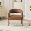 KWPZQEB Modern Accent Chair with Open Back & Solid Wood Legs, Upholstered Leather Armchair for Dining Roomand Living Room - 3 of 4