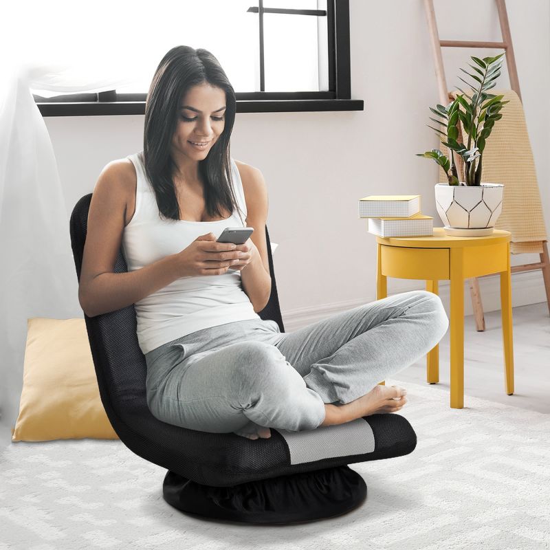 HOMCOM 360 Degree Swivel Video Gaming Chair, Folding Floor Sofa 5-Position Adjustable Lazy Chair, 3 of 9