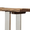 Okak Boho Handcrafted Outdoor Console Table Side Tables with Iron Frame Portable Patio End Table Outdoor&Indoor for Garden Balcony Yard, Natural - 4 of 4