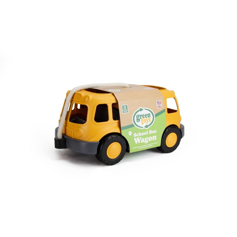 Green Toys Pull n&#39; Play School Bus Wagon, 3 of 6