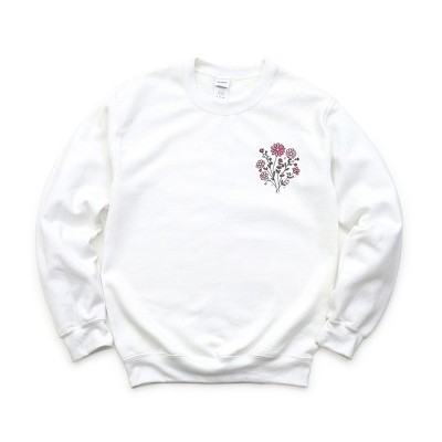 Simply Sage Market Women's Graphic Sweatshirt Embroidered Pink Bouquet