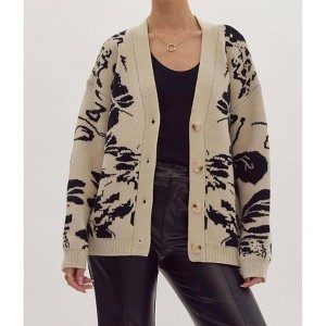 Women's Trying Your Best Floral Cardigan - entro - 1 of 4