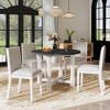 Merax Farmhouse Style Kitchen Table with Removable Leaf & Upholstered Chairs - 2 of 4
