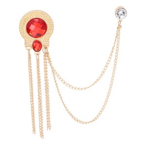 Unique Bargains Bouquet Coat Hat Bag Hanging Fashion Round Gem Tassel Chain Brooch Pins 1 Pc - 1 of 4