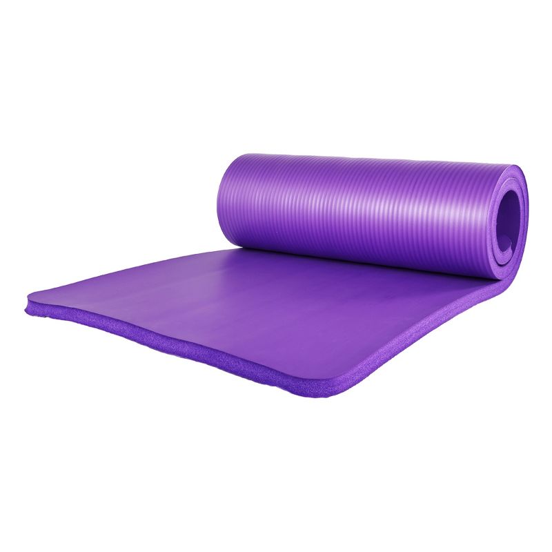 BalanceFrom Fitness 7 Piece Home Gym Yoga Set with 1 Inch Thick Yoga Mat, 2 Yoga Blocks, Mat Towel, Hand Towel, Stretch Strap and Knee Pad, Purple, 2 of 7