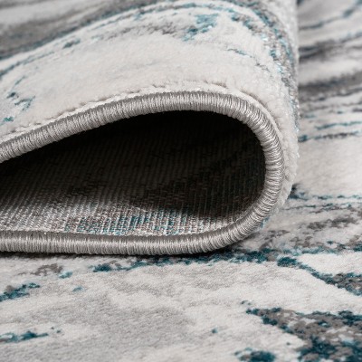 Abstract Swirl 4' x 6' Gray Synthetic Easy-Care Area Rug