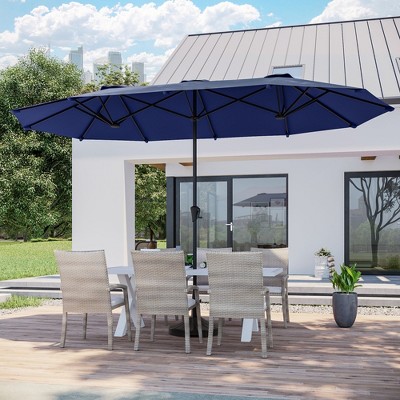 Sonkuki 13 x 7.2Ft Double-Sided Patio Umbrella with Large Canopy Outdoor Table Umbrella for Garden, deck and pool