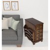 HomeRoots 24" Cherry Brown End Table With Drawers And Magazine Rack - 2 of 4