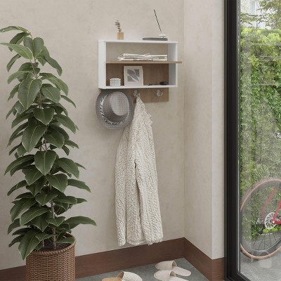 INFURNIC Decorative Wall Shelf 2-Shelf Stylish Display Shelf for Books and Decor Storage Stylish Space-Saving Design, Multicolored, 9.6"*23.6"*18.8"