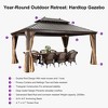 PURPLE LEAF Outdoor Hardtop Gazebo Canopy for Patio Deck Backyard Heavy Duty Outside Sunshade with Netting and Curtains - 2 of 4