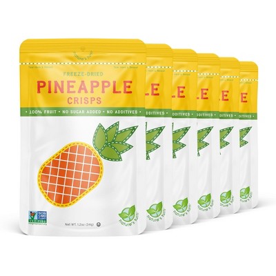 Nature's Turn Freeze-Dried Fruit Snacks - Pineapple Crisps - No Sugar Added, Non GMO, Gluten Free, Nothing Artificial 34g (1.20oz) - 6 Pack