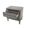 Vynxaria 1pc Transitional Gray Nightstand, Solid Wood/Wood Veneers, Hidden Drawer + Felt-Lined Top Drawer, Nickel Knobs/Silver Handles - 2 of 4