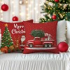 Lomsoe 4pcs Festive Christmas Throw Pillow Covers - Red Truck, Christmas Tree, Santa Claus with "Merry Christmas" - Zippered for Holiday Home Decor - 2 of 4