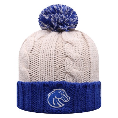 NCAA Boise State Broncos Women's Natural Cable Knit Cuffed Beanie with Pom