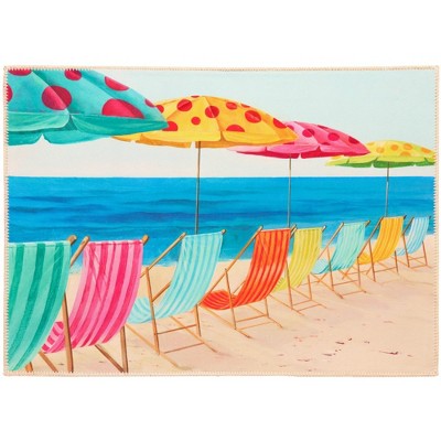 Olivia's Home Beach Resort Doormat – Indoor/Outdoor Coastal Accent Mat, Durable & Washable, 22" x 32", Vibrant Tropical Design