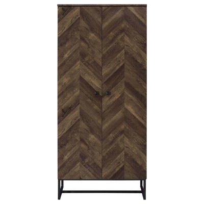 Rustic Oak Tall Office Cabinet with Adjustable Shelving