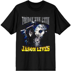 Friday the 13th Jason Lives Classic Horror Movie Mens Black Graphic Tee - 1 of 3