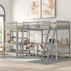Vynxaria Wood Twin Size L-Shaped Loft Bed with Ladder and 2 Built-in L-Shaped Desks, Gray - 2 of 4