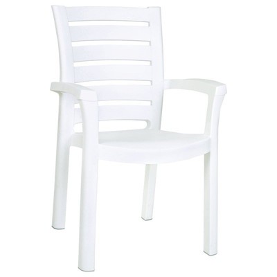 Marina Resin Patio Dining Arm Chair in White - Set of 4 - Compamia