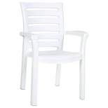 Marina Resin Patio Dining Arm Chair in White - Set of 4 - Compamia