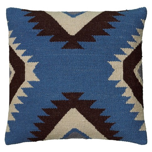 Blue Black Southwestern Stripe Throw Pillow 18 X18 Rizzy Home