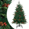 vidaXL Artificial Hinged Christmas Tree with Cones and Berries - Easy Assembly, Lifelike PE Tips, Stable Iron Stand, Reusable, 59.1" Height, Green - 2 of 4