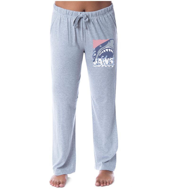Jaws Womens' Pastel Film Movie Title Logo Poster Sleep Pajama Pants Grey, 3 of 5