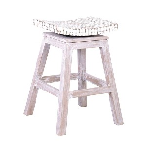 East at Main Cordova Coconut Shell Mosaic Counter Height Barstool White - 1 of 4