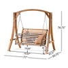 Outdoor Patio Larch Wood Porch Swing Loveseat with Beam & Chains for Garden or Backyard - 3 of 4