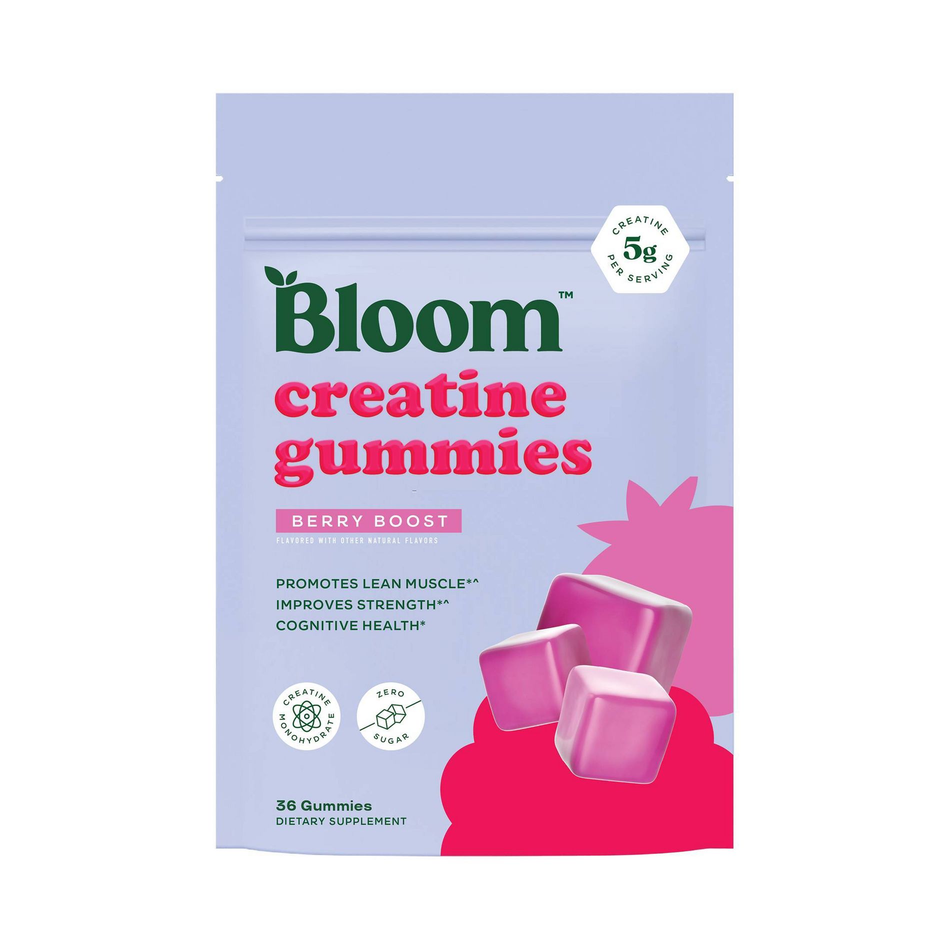 BLOOM NUTRITION Creatine Monohydrate Gummies - Berry Boost - 12ct