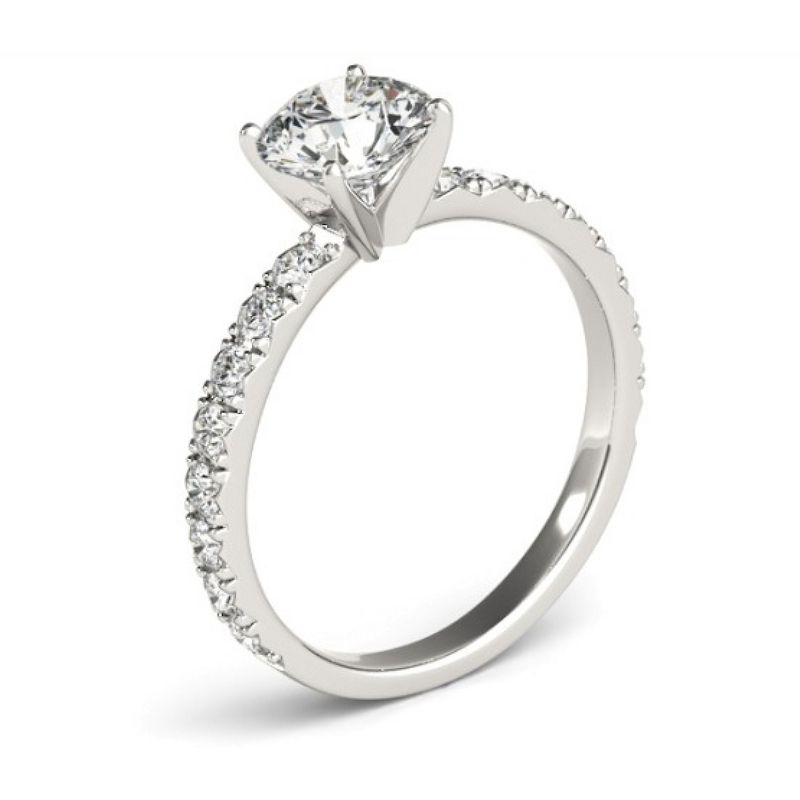 Pompeii3 1 Ct Diamond Round Cut Engagement Ring Single Row 14k White Gold, 2 of 5