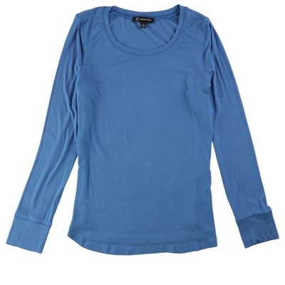 I.N.C International Concepts Womens Ribbed Basic T-Shirt, Blue, Large