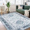 Boho Chic Washable Area Rug - Ultra-Thin Non-Slip Low Profile Indoor Carpet with Oriental Distressed Pattern for Bedroom Nursery Entryway - 2 of 4