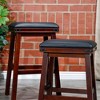 30" Bar Height Swivel Stool with Leather Seat and Weathered Finish, Solid Hardwood Frame for Kitchen or Bar - 4 of 4