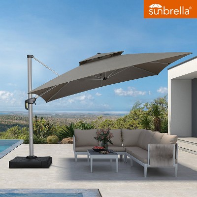 PURPLE LEAF Premium Patio Umbrella Classic SUNBRELLA Cantilever Umbrellas with Base 360 Degree Rotation for Garden Pool