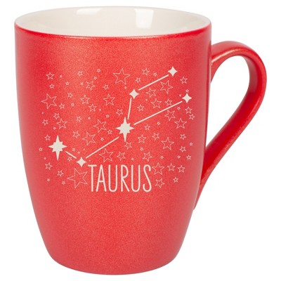 100 North Zodiac 10 Ounce Crimson Red Metallic Finish, Comfortably Fits Your Hands, New Bone China Coffee Tea Cup Mug, Taurus