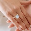 Pompeii3 Certified 4 1/3Ct Princess Cut Side Halo Engagement Ring 14k Gold/Pt Lab Created - 4 of 4