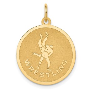 Black Bow Jewelry 14k Yellow Gold Wrestling Disc Pendant, 19mm - 1 of 4