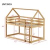 NicBex Twin Over Twin Rubber Wood Floor Bunk Bed,House-Shaped-Bunk Bed Frame with Ladder and Safety Guardrail for Kids Teens Dorm Rooms - 3 of 4