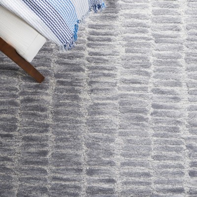 Gray Hand-Tufted Wool Rectangular Area Rug, 5' x 8'